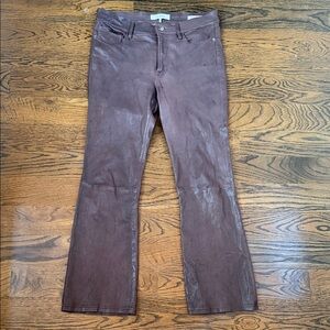 Frame Cropped Boot Cut Leather Pants Size 28